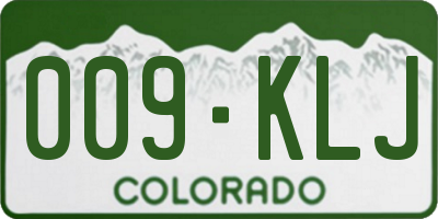 CO license plate 009KLJ