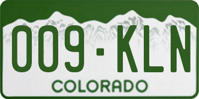 CO license plate 009KLN
