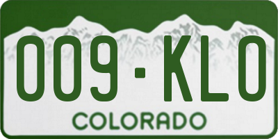 CO license plate 009KLO