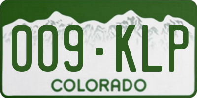 CO license plate 009KLP