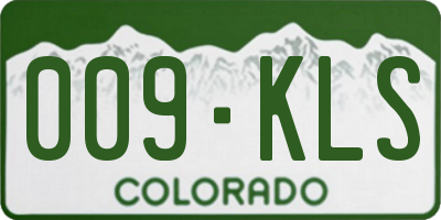 CO license plate 009KLS