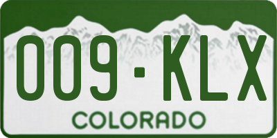 CO license plate 009KLX