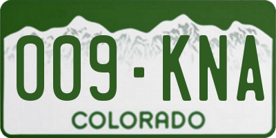 CO license plate 009KNA