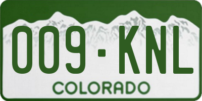CO license plate 009KNL