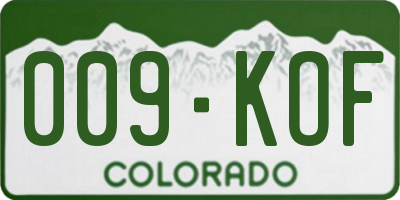 CO license plate 009KOF