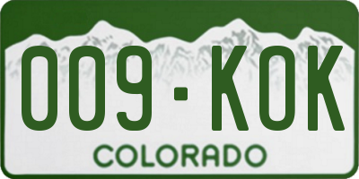 CO license plate 009KOK