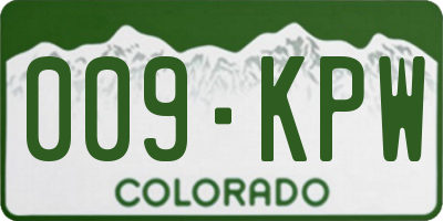 CO license plate 009KPW