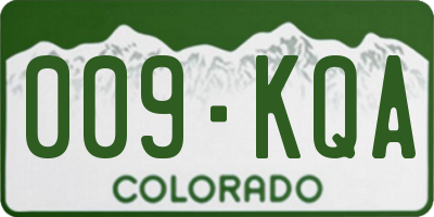 CO license plate 009KQA
