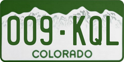 CO license plate 009KQL