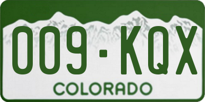 CO license plate 009KQX