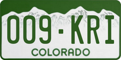 CO license plate 009KRI