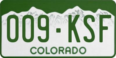 CO license plate 009KSF