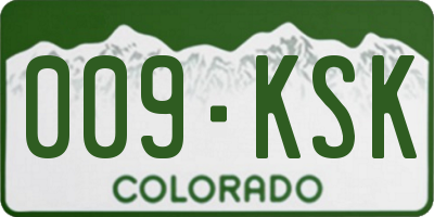 CO license plate 009KSK