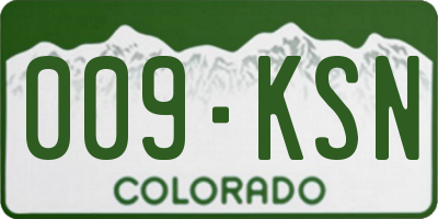 CO license plate 009KSN