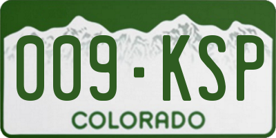 CO license plate 009KSP