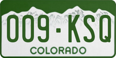 CO license plate 009KSQ