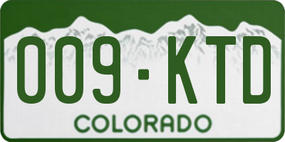 CO license plate 009KTD