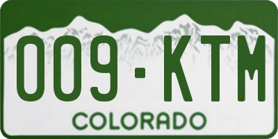 CO license plate 009KTM