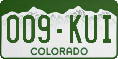 CO license plate 009KUI