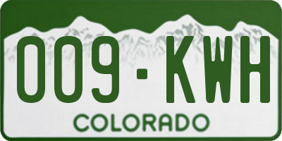 CO license plate 009KWH