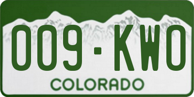 CO license plate 009KWO
