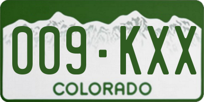 CO license plate 009KXX