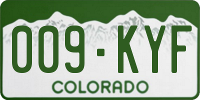 CO license plate 009KYF