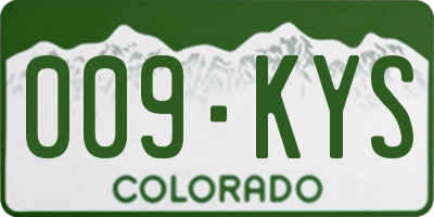 CO license plate 009KYS