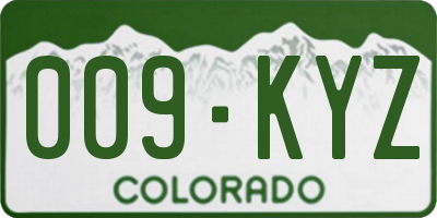 CO license plate 009KYZ