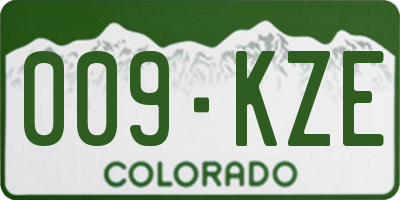 CO license plate 009KZE
