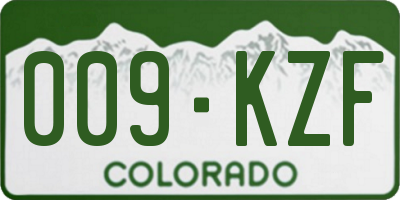 CO license plate 009KZF