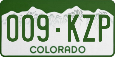 CO license plate 009KZP