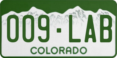 CO license plate 009LAB