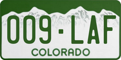 CO license plate 009LAF