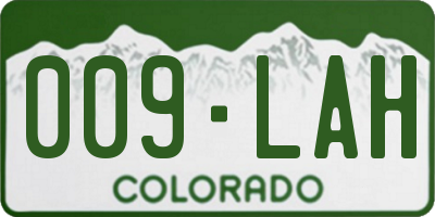 CO license plate 009LAH