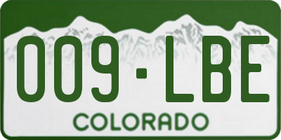 CO license plate 009LBE