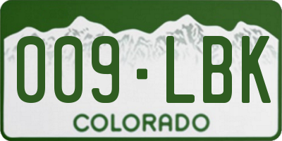 CO license plate 009LBK