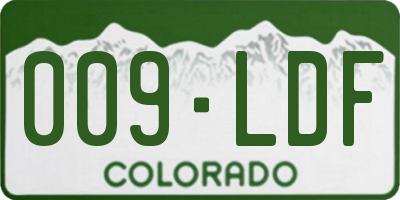 CO license plate 009LDF