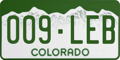 CO license plate 009LEB