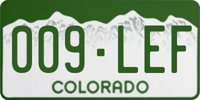 CO license plate 009LEF