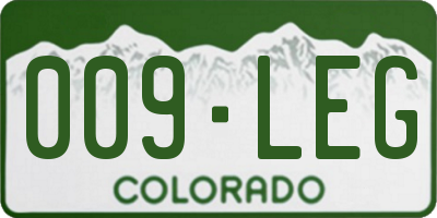 CO license plate 009LEG