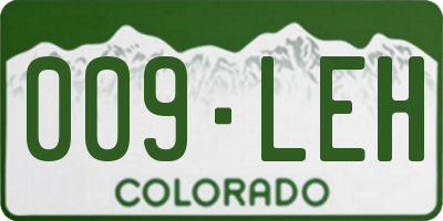 CO license plate 009LEH