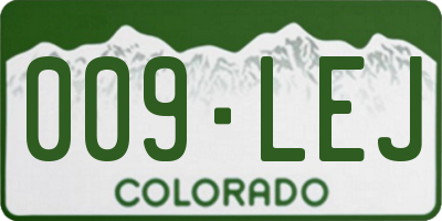 CO license plate 009LEJ