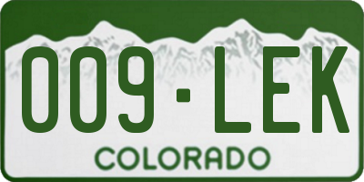 CO license plate 009LEK