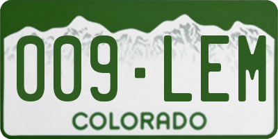 CO license plate 009LEM