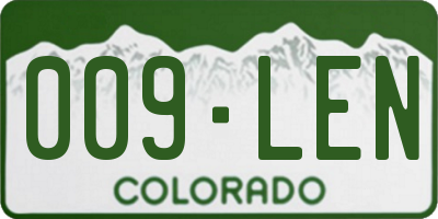 CO license plate 009LEN