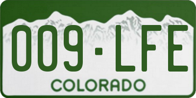 CO license plate 009LFE