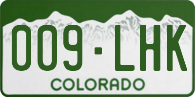 CO license plate 009LHK