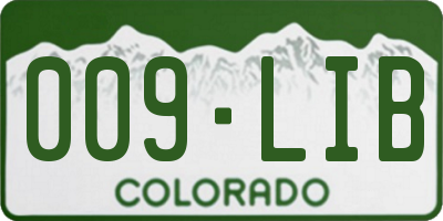 CO license plate 009LIB