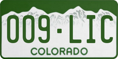 CO license plate 009LIC